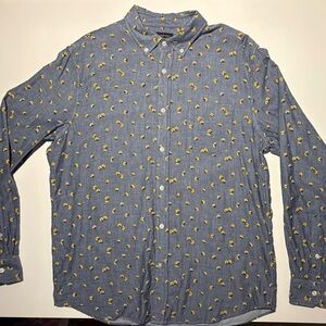 Banana Republic Blue Shirt with Yellow Floral Pattern